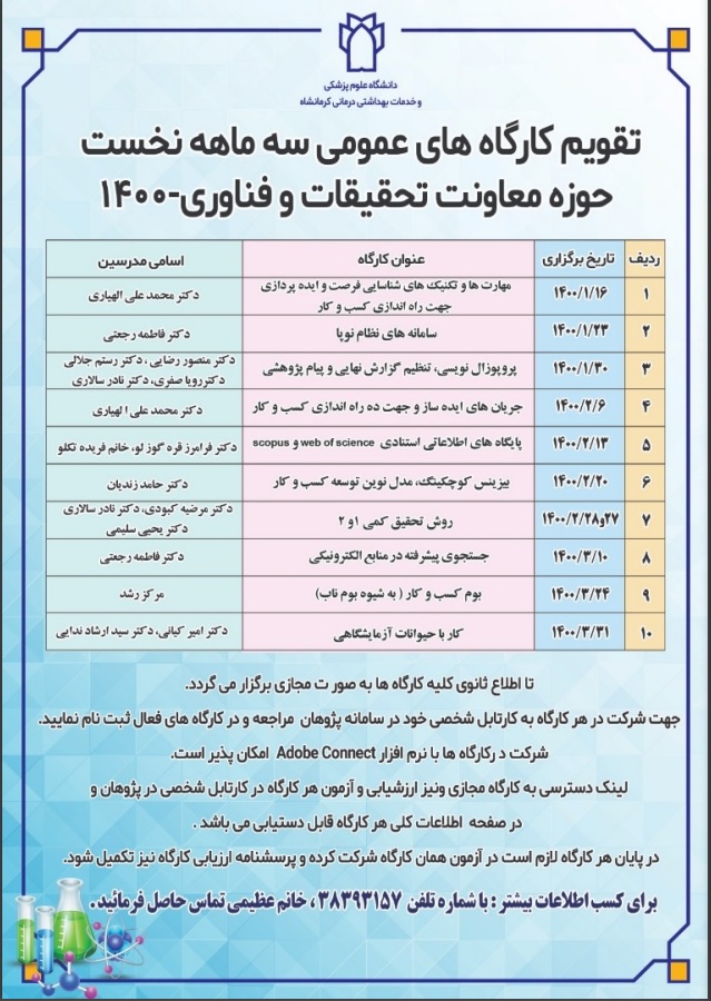 تقویم کارگاه های سه ماهه نخست 1400 حوزه تحقیقات و فناوری.jpg